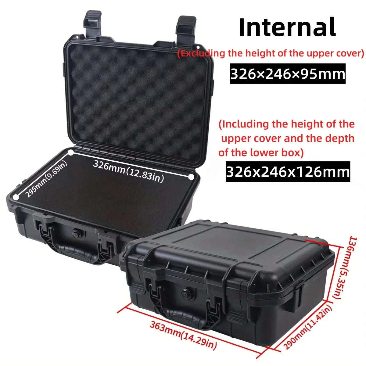Waterproof Tool Case with Pre‑Cut Sponge Inserts-363x290x136mm