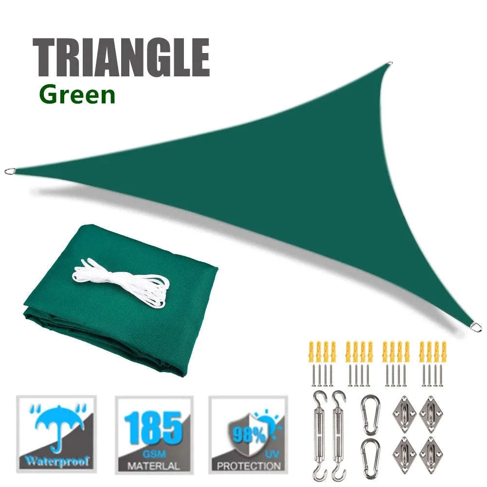 Waterproof Triangle Sun Shade Sail for Outdoor Protection-GREEN / 3X3X3M
