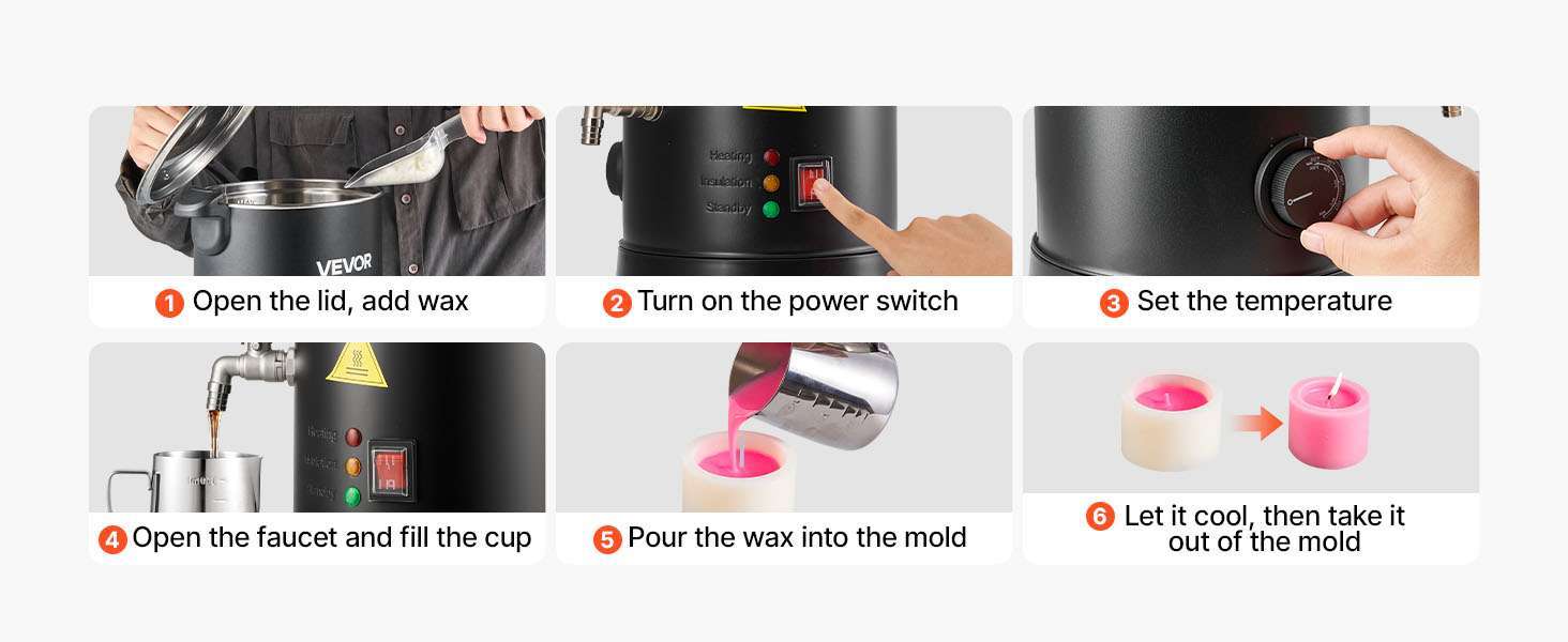 Wax Melter for Candle Making with Fast Heating & Easy Pour Spout-6L 750W / United States