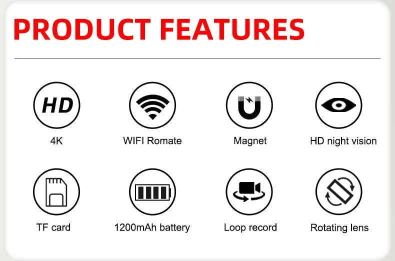 WD7 Mini Camera HD WiFi Camcorder with Night Vision-With Wifi / Standard(No TF Card)