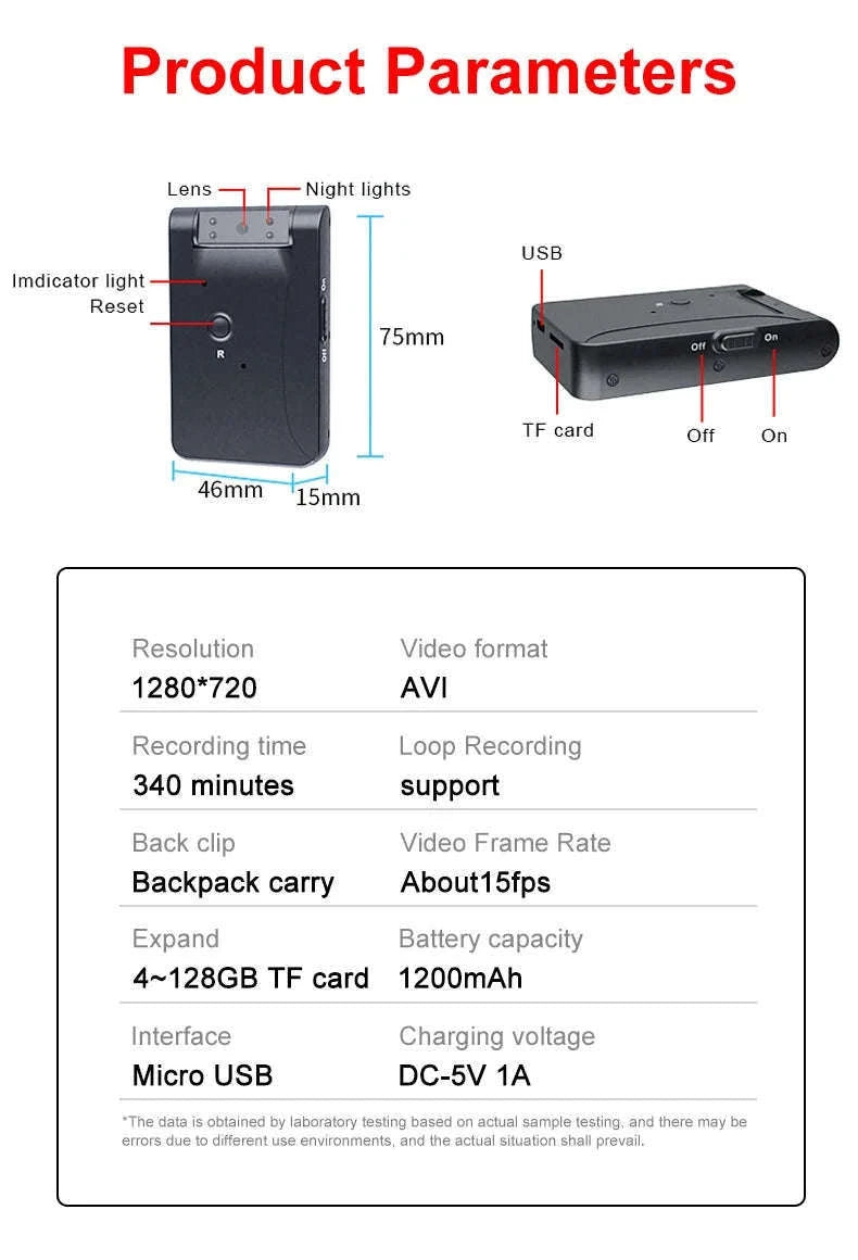 WD7 Mini Camera HD WiFi Camcorder with Night Vision-With Wifi / Standard(No TF Card)