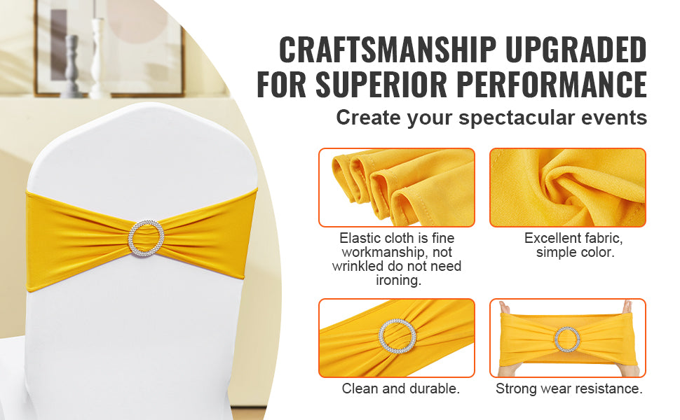 SucceBuy 50 pezzi Nastro elastico in Spandex per sedie, fasce per sedia per matrimonio, banchetto, decorazione, elastico, coperture per sedie all’ingrosso