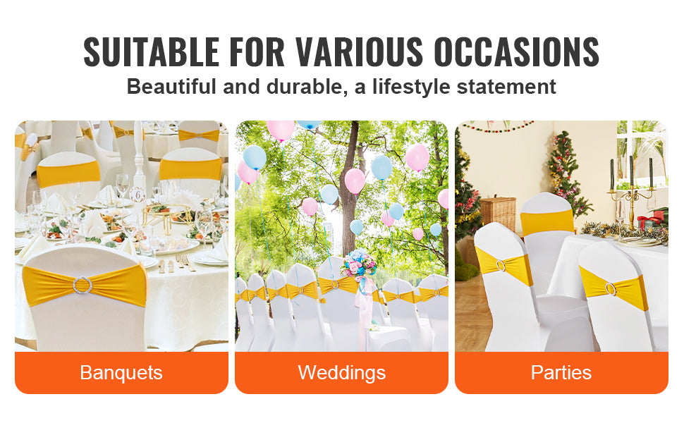 SucceBuy 50 pezzi Nastro elastico in Spandex per sedie, fasce per sedia per matrimonio, banchetto, decorazione, elastico, coperture per sedie all’ingrosso
