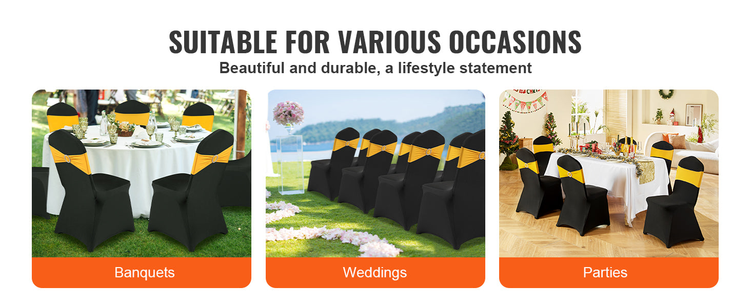 SucceBuy 30/50 piezas de funda elástica para silla para boda fiesta, funda de silla universal ajustable, funda removible lavable y protectora