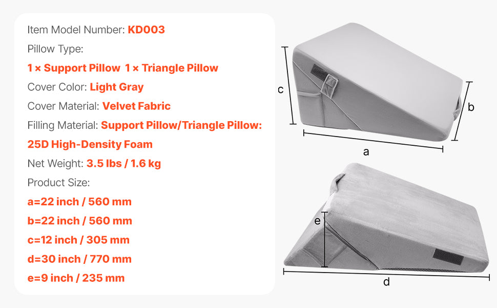 Bed Wedge Pillow for Acid Reflux, Snoring & Post-Surgery Support