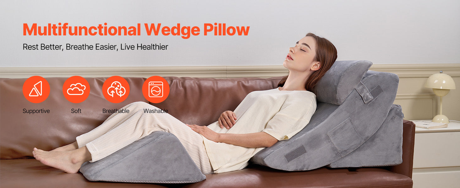 Adjustable 4-Piece Wedge Pillow Set for Sleep & Recovery Support