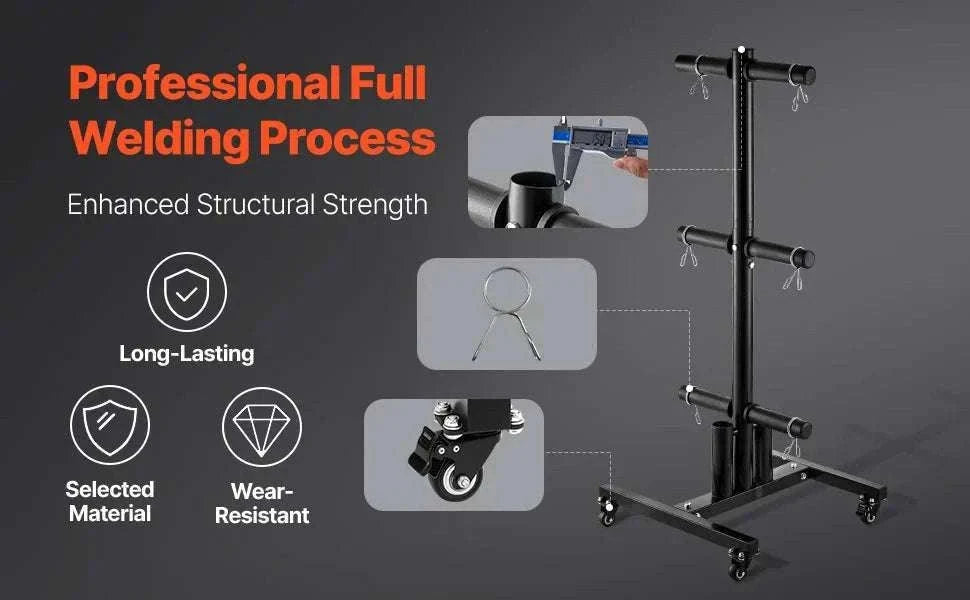 Weight Plate Rack with Wheels 1000 lb Capacity Home Gym Storage-6 pillars