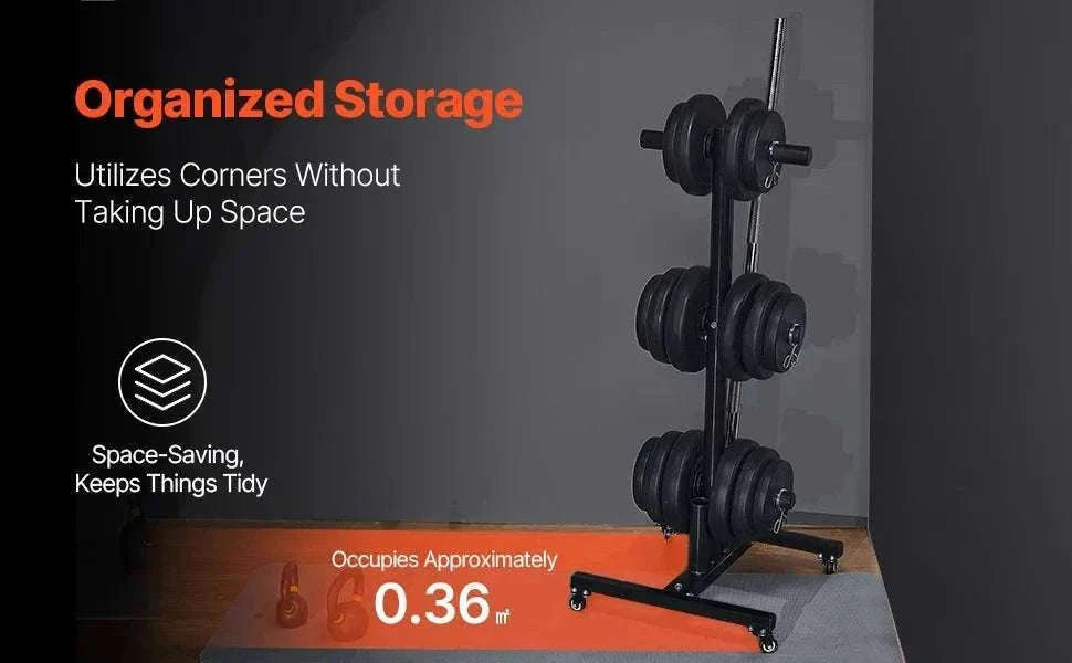 Weight Plate Rack with Wheels 1000 lb Capacity Home Gym Storage-6 pillars