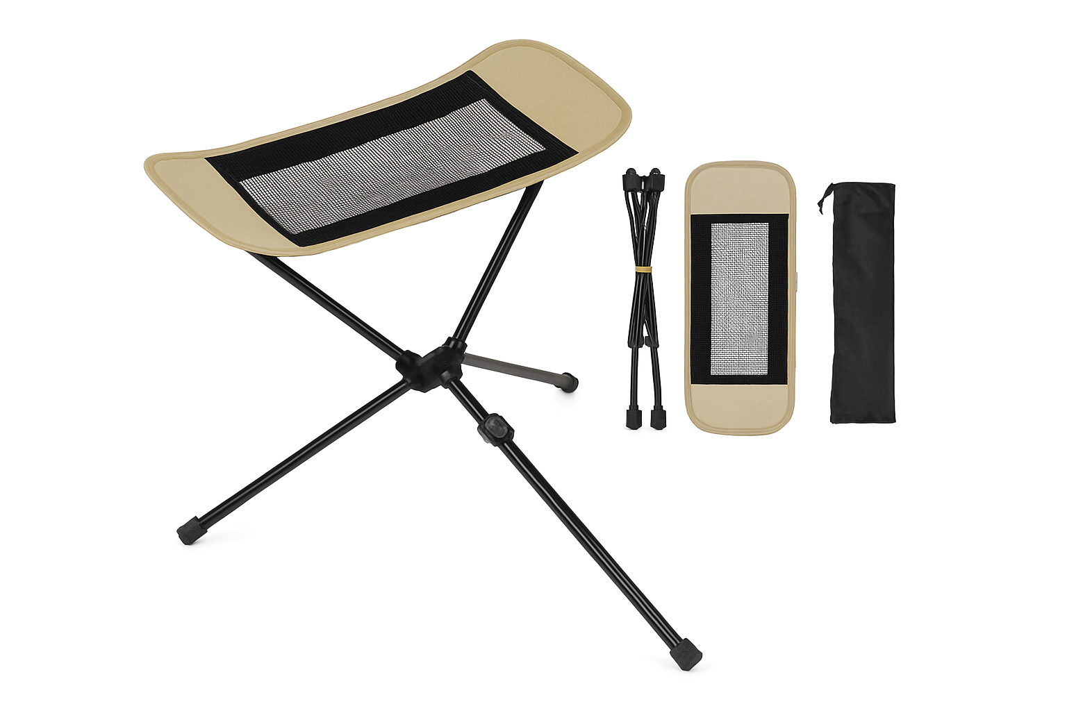 Adjustable Camping Chair Foot Rest Stool with 40–70cm Support