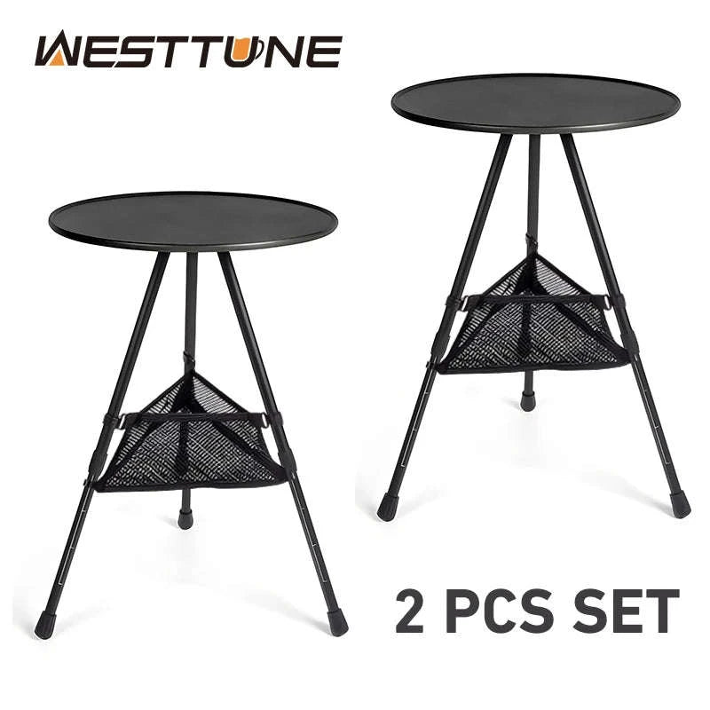 WESTTUNE Ultralight Outdoor Round Camping Table Set (2 Pcs)-2 Pcs Set / United States