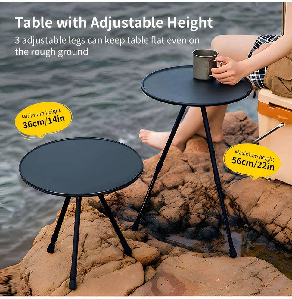WESTTUNE Ultralight Outdoor Round Camping Table Set (2 Pcs)-2 Pcs Set / United States