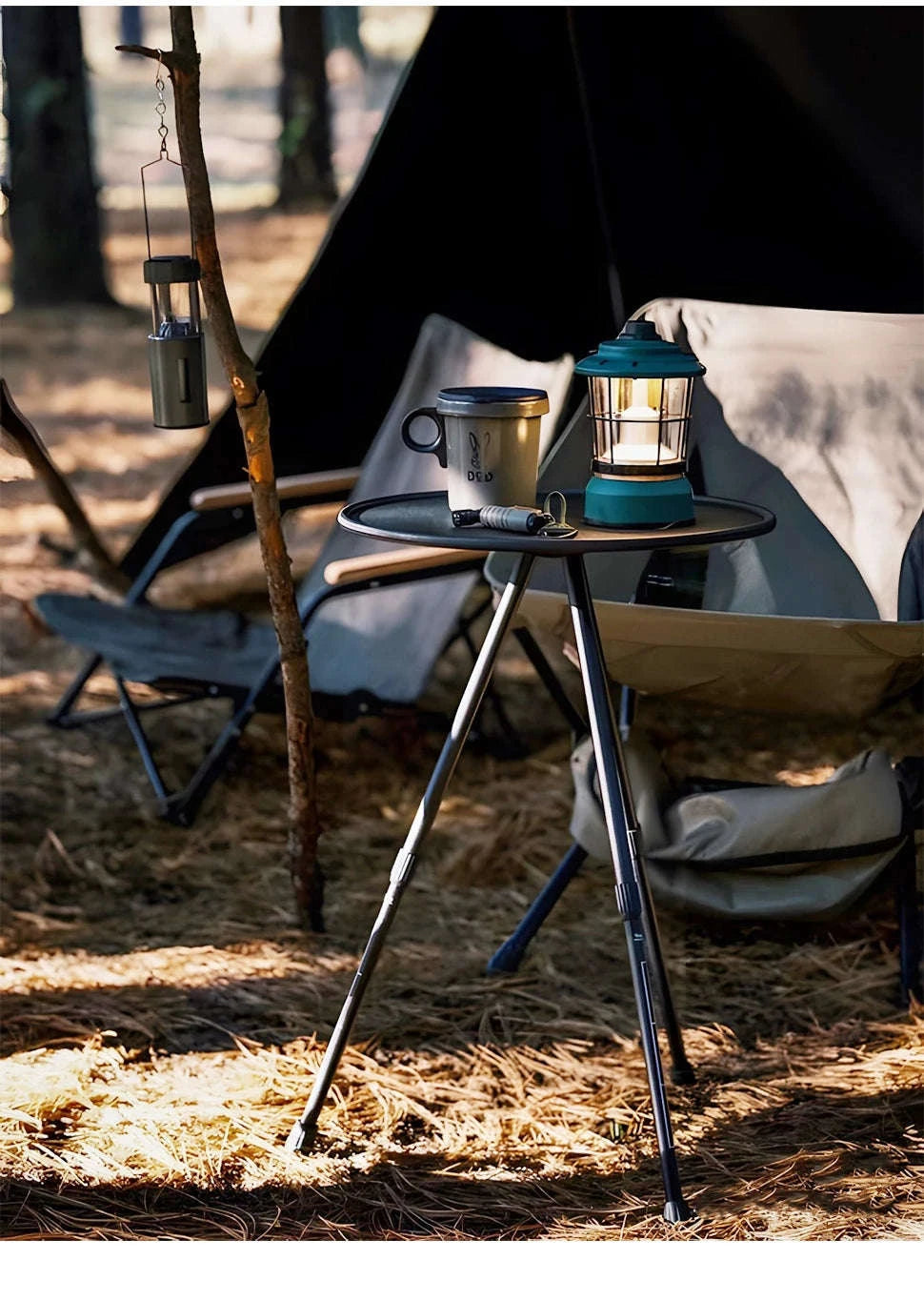 WESTTUNE Ultralight Outdoor Round Camping Table Set (2 Pcs)-2 Pcs Set / United States