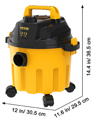 Wet Dry Shop Vacuum 2.6 Gallon 2.5HP Portable 3-in-1 Cleaner