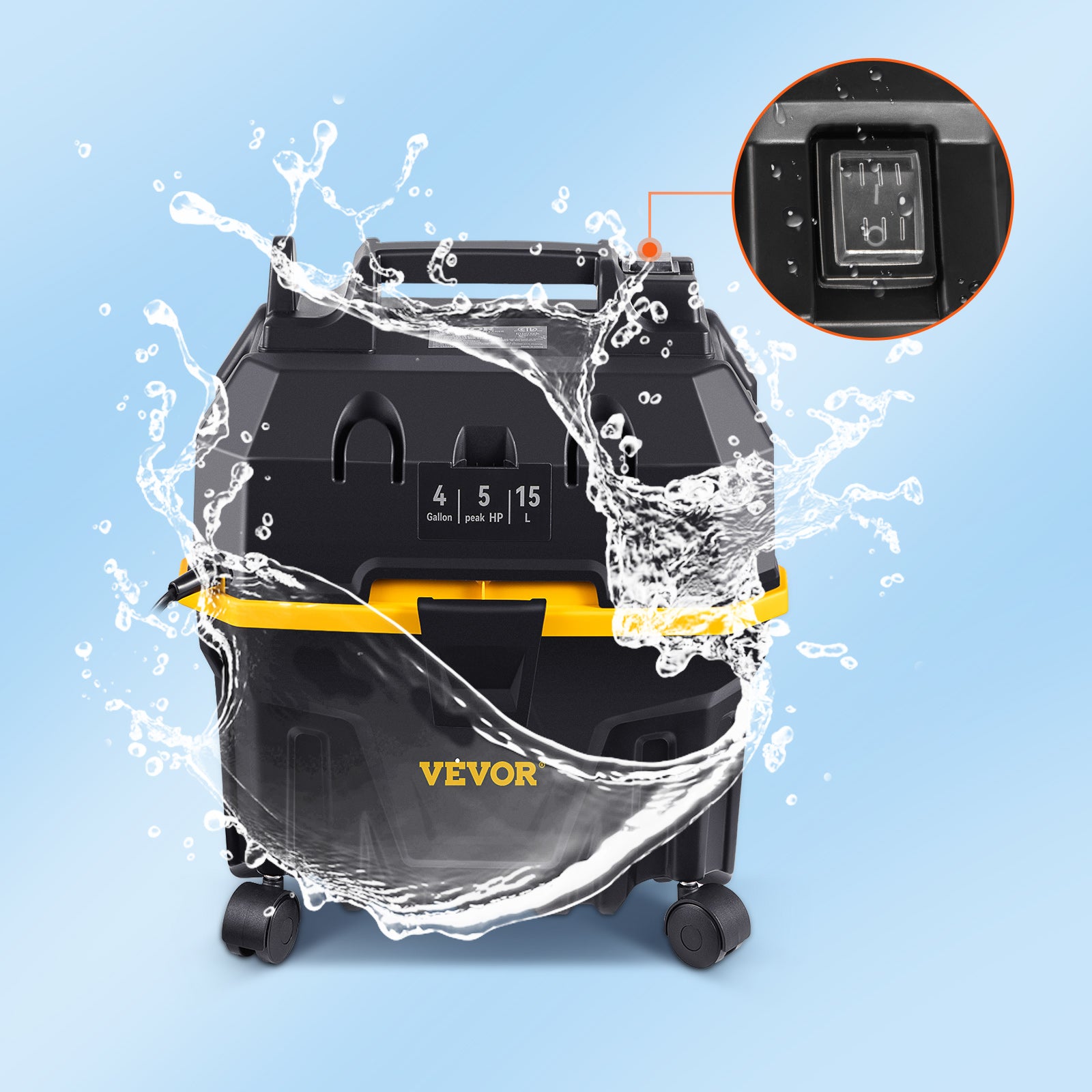 Ηλεκτρική Σκούπα Υγρών και Στερεών 15L 1200W με Ισχυρή Αναρρόφηση και Φυσητήρα