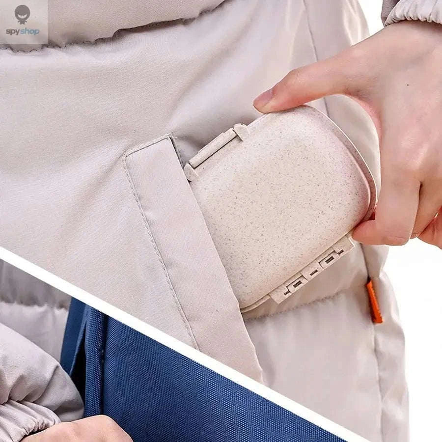 Wheat Straw Pill Organizer – Compact 8‑Grid Travel Case for Daily Medication-BLUE