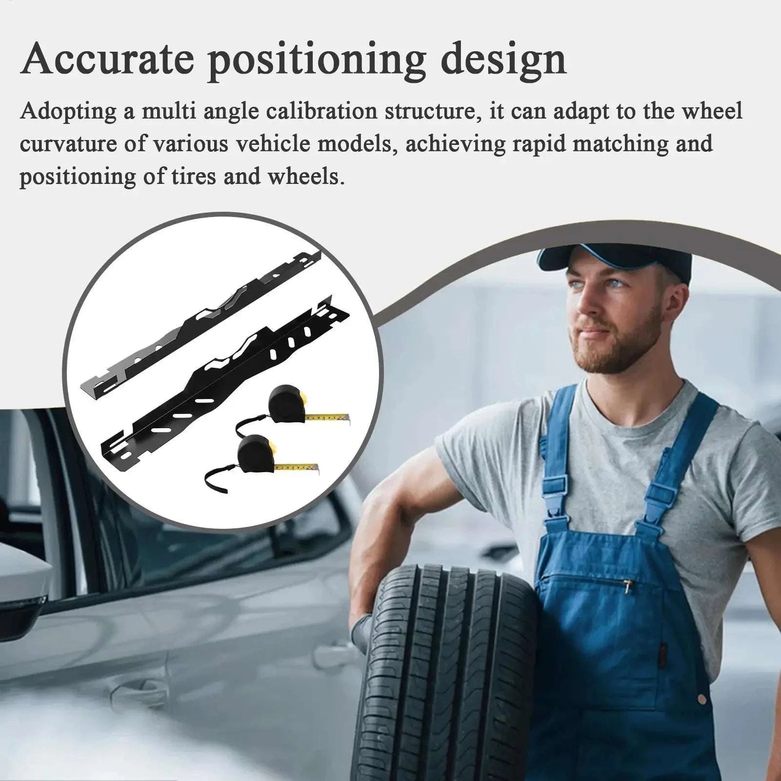 Wheel Alignment Tool Plates Pair with Tape Measures for Car Setup-silvery / United States