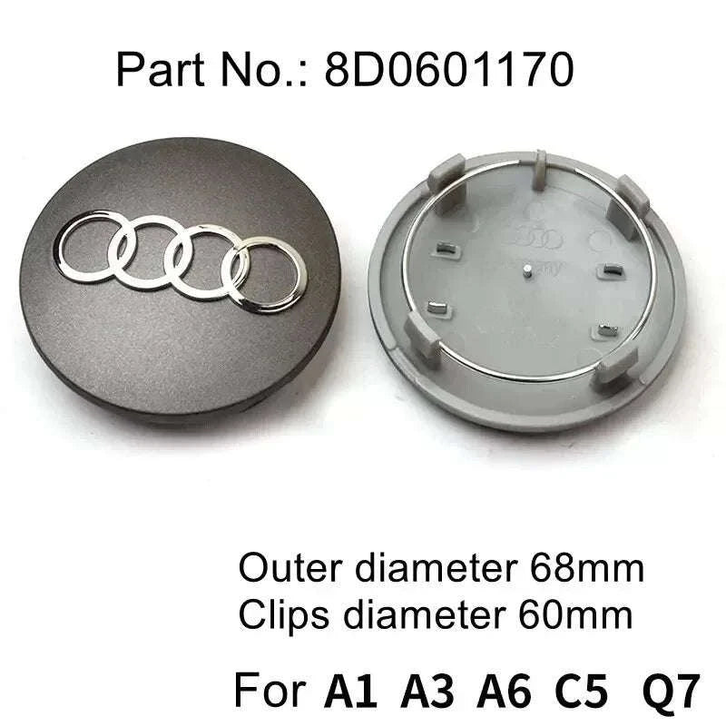 Wheel Center Cap Hub Covers 4-Piece Set Multiple Sizes-60mm Black