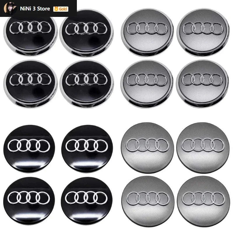 Wheel Center Cap Hub Covers 4-Piece Set Multiple Sizes-60mm Black