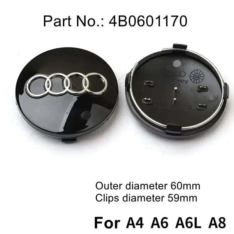 Wheel Center Cap Hub Covers 4-Piece Set Multiple Sizes-60mm Black