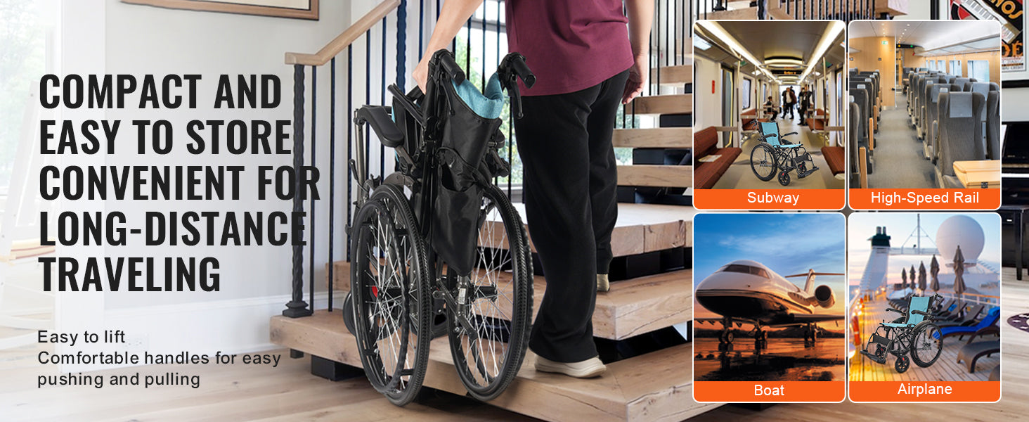 SucceBuy Wheelchair Aluminum Alloy with Flip-Back Desk-Length Arms 3-Position Adjustable 18-Inch Wide Seat 250lb Weight Capacity
