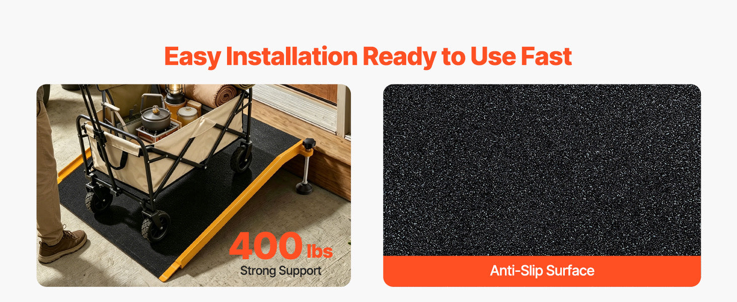 SucceBuy 26x31in Aluminum Door Threshold Ramp 400 lbs Non-Slip Wheelchair Curb Ramps with Adjustable Height for Doorways Carts