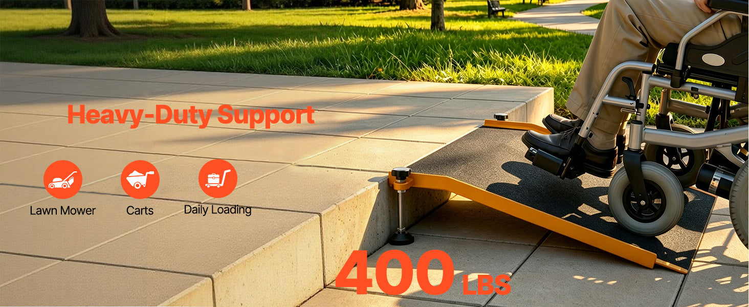 SucceBuy 26x31in Aluminum Door Threshold Ramp 400 lbs Non-Slip Wheelchair Curb Ramps with Adjustable Height for Doorways Carts