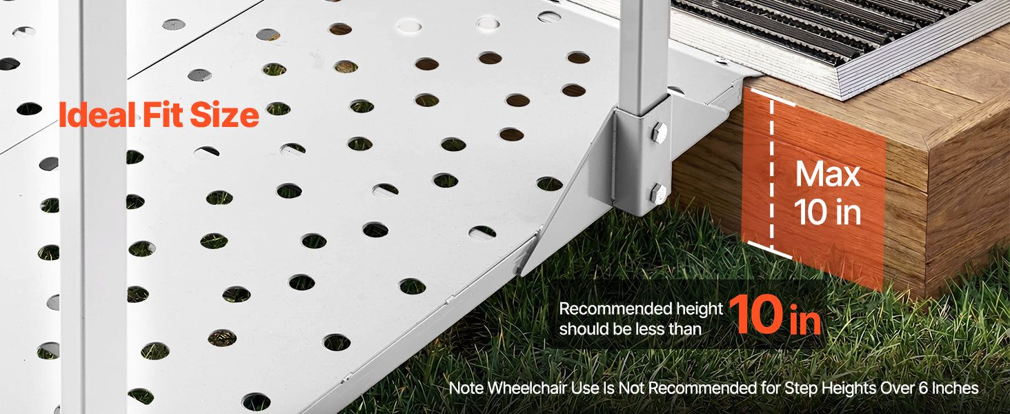 SucceBuy 440LBS Wheelchair Ramp 44.9x33.5in with Handrails Aluminum Handicap Ramp Portable Threshold Ramps for Home Steps Stairs