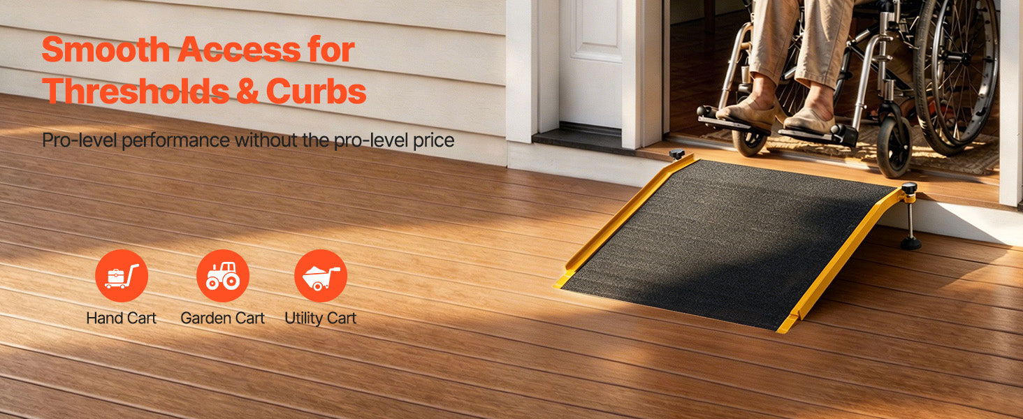 SucceBuy 26x31in Aluminum Door Threshold Ramp 400 lbs Non-Slip Wheelchair Curb Ramps with Adjustable Height for Doorways Carts