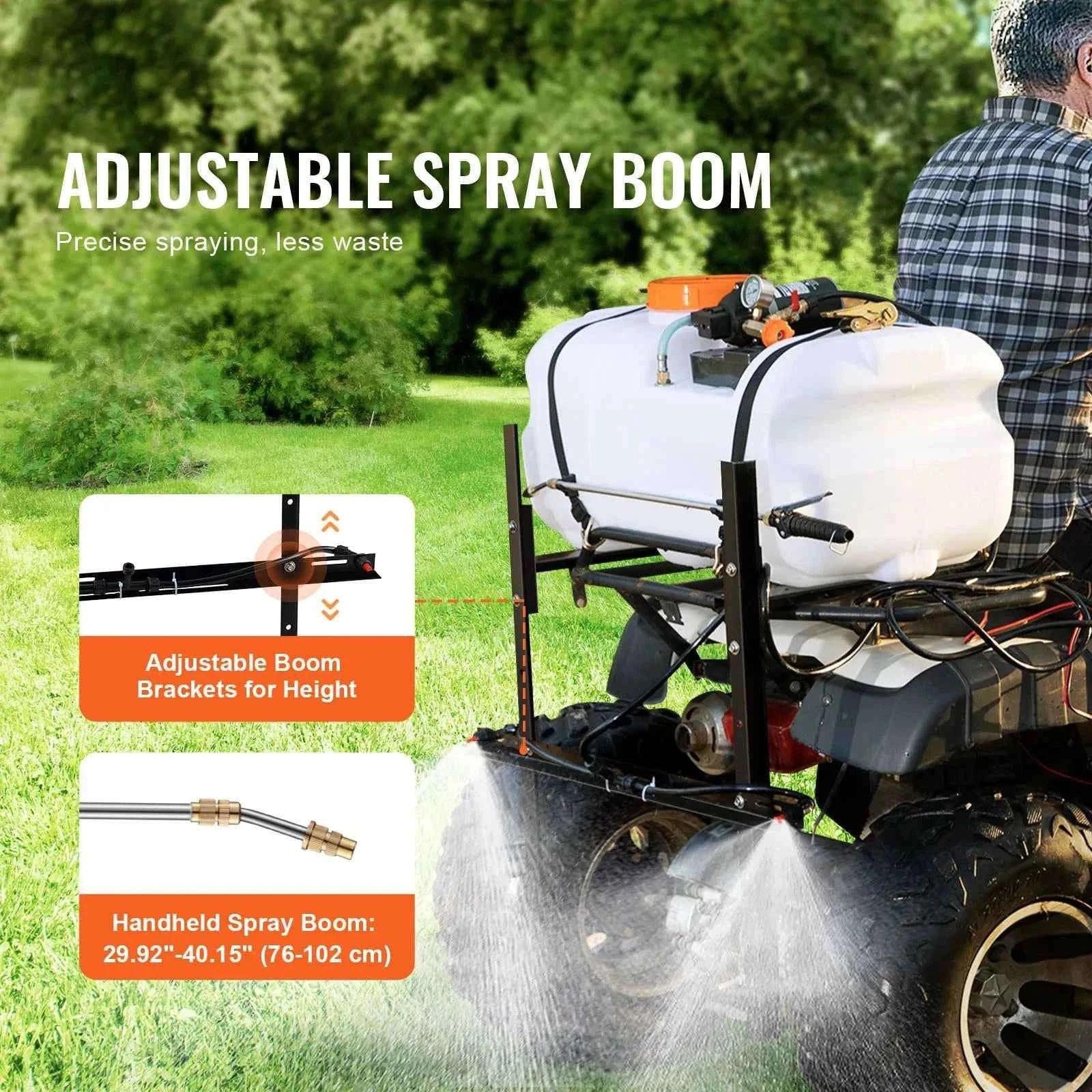 White ATV Spot Sprayer 15.9 Gal 60 L with Adjustable Boom and 12V Pump-15gal / United States