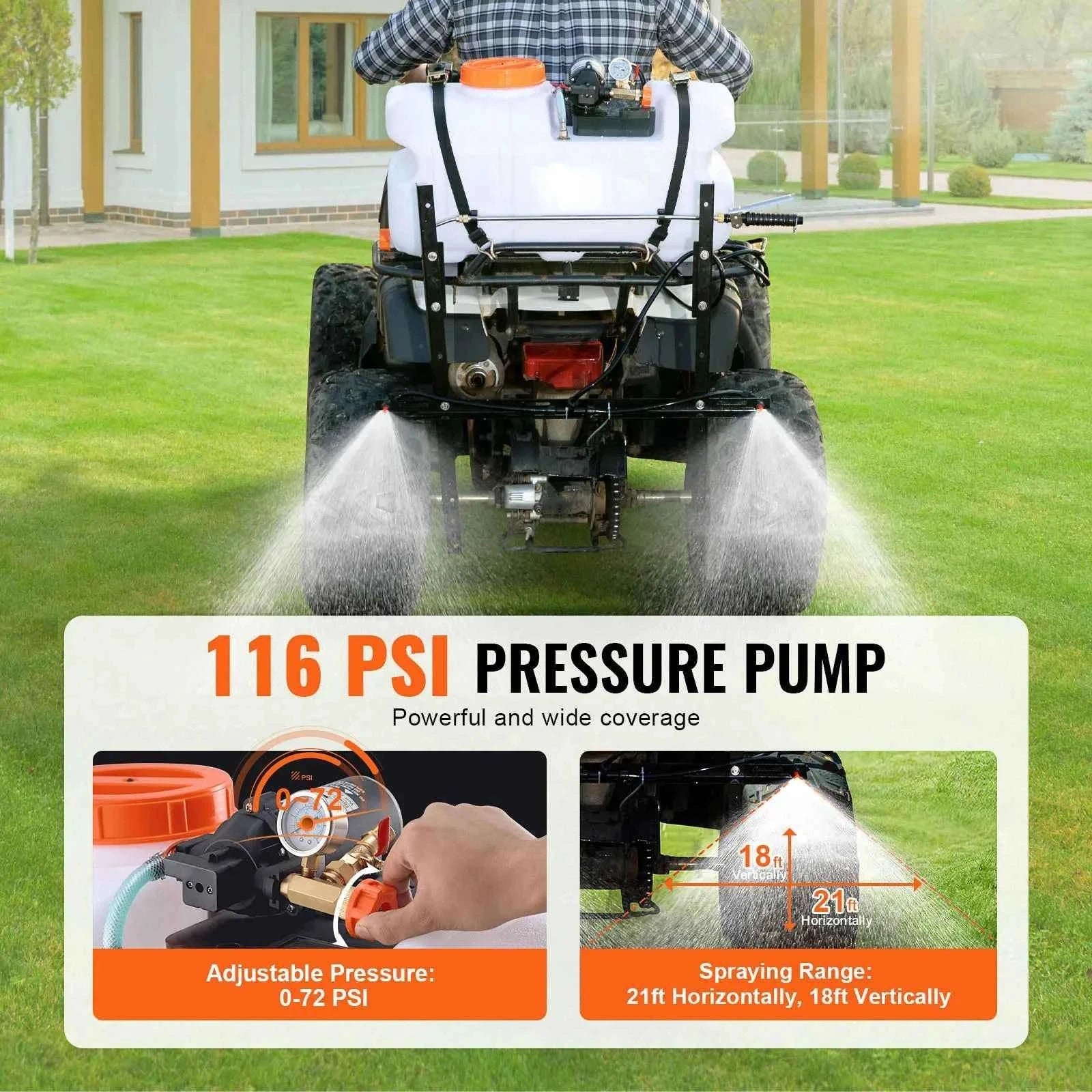 White ATV Spot Sprayer 15.9 Gal 60 L with Adjustable Boom and 12V Pump-15gal / United States