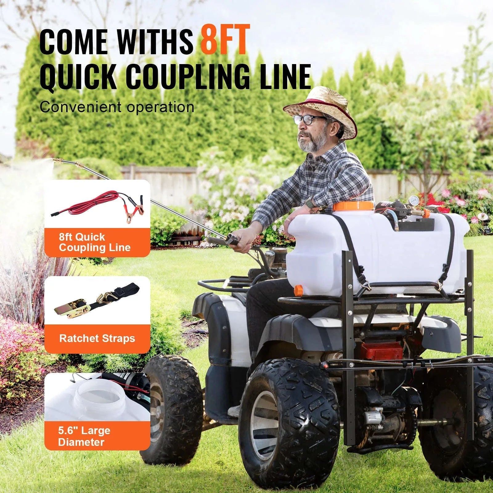 White ATV Spot Sprayer 15.9 Gal 60 L with Adjustable Boom and 12V Pump-15gal / United States