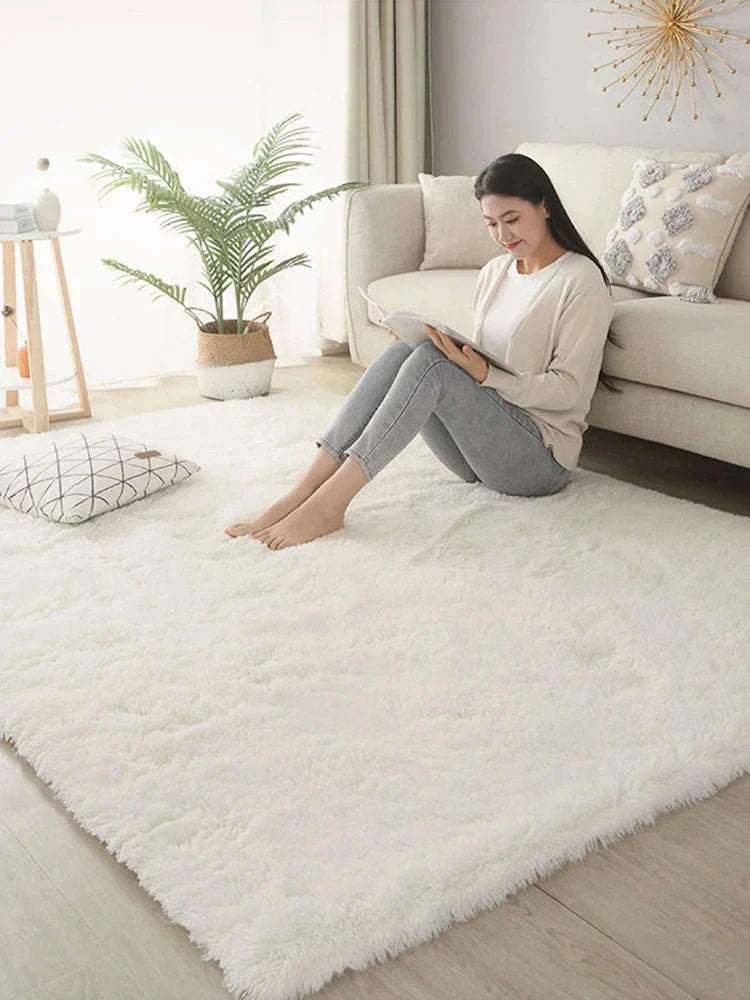 White Fluffy Pink Rug for Soft, Modern Living Room Comfort-Sky Blue / 80x200cm 31x78inch