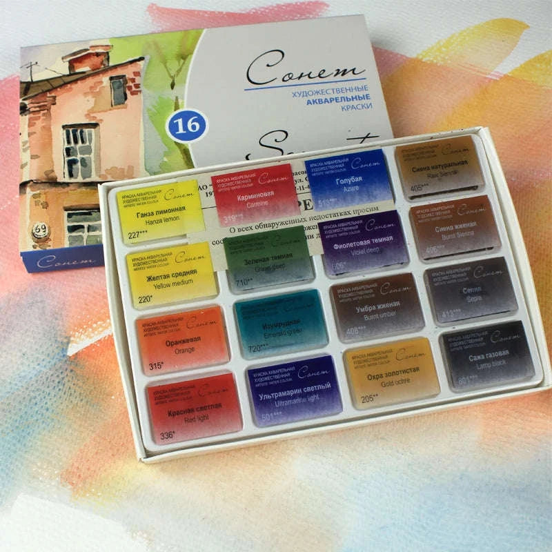 White Nights Sonnet Artists Watercolor Paint Set-16 Colors