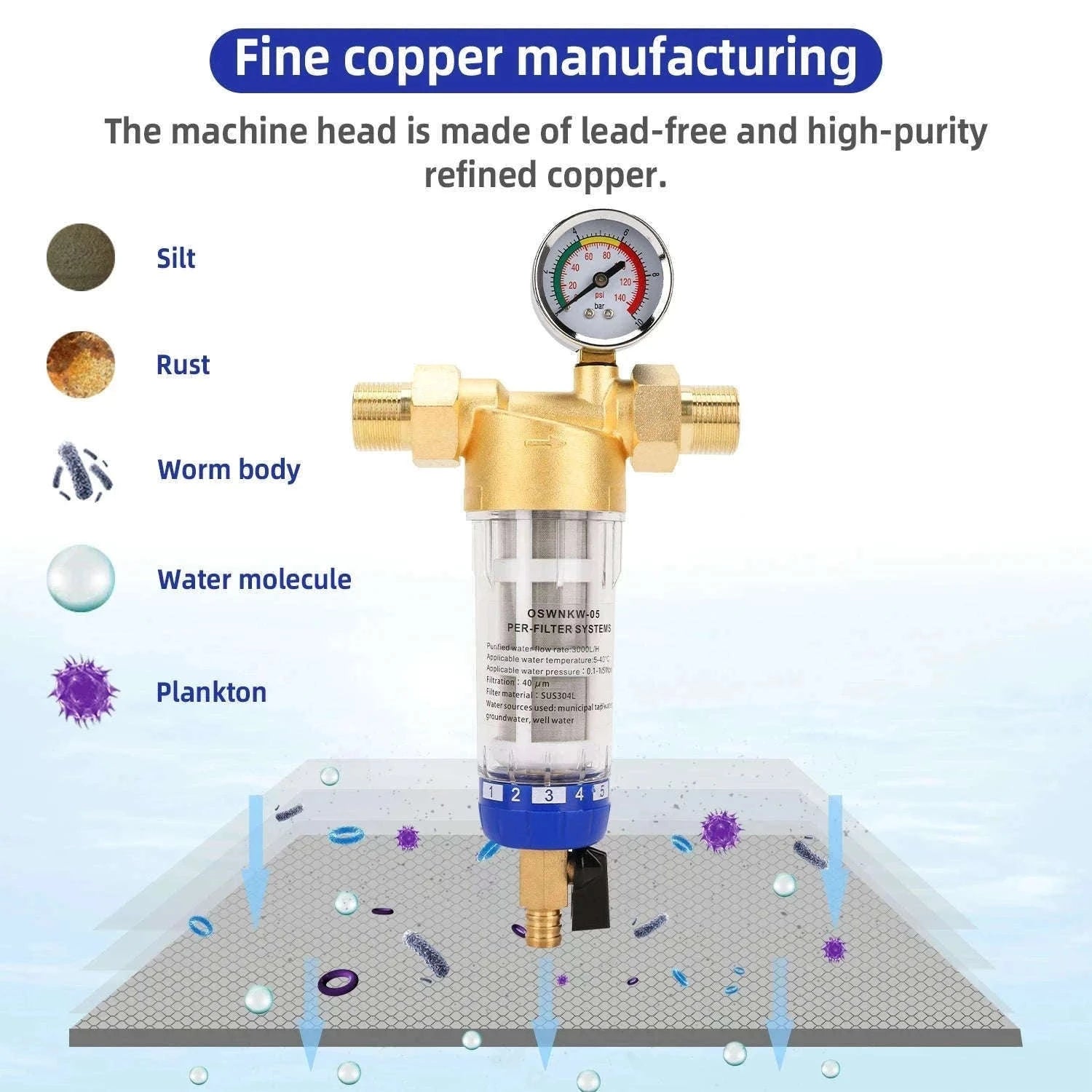 Whole House Spin Down Sediment Water Filter Pre-Filter System-filter element