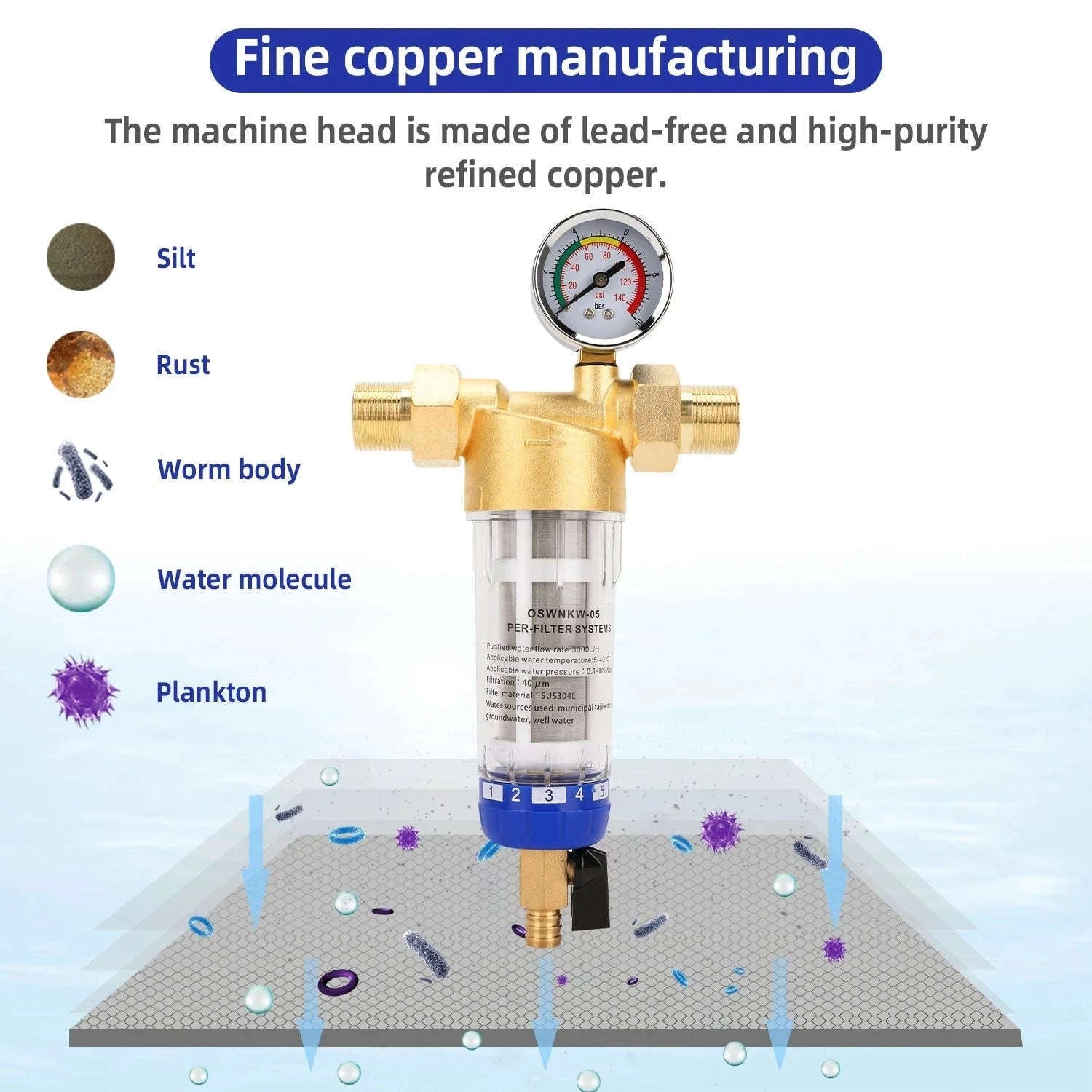 Whole House Spin Down Sediment Water Filter Pre-Filter System-filter element