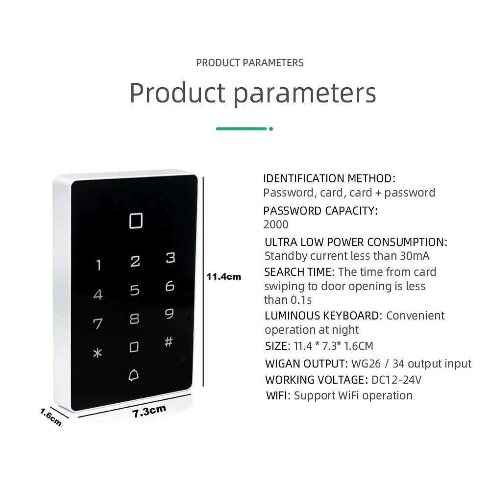 Wi‑Fi RFID Access Control Keypad with Touch Reader for Simple Entry-T12EM-WIFI and cover