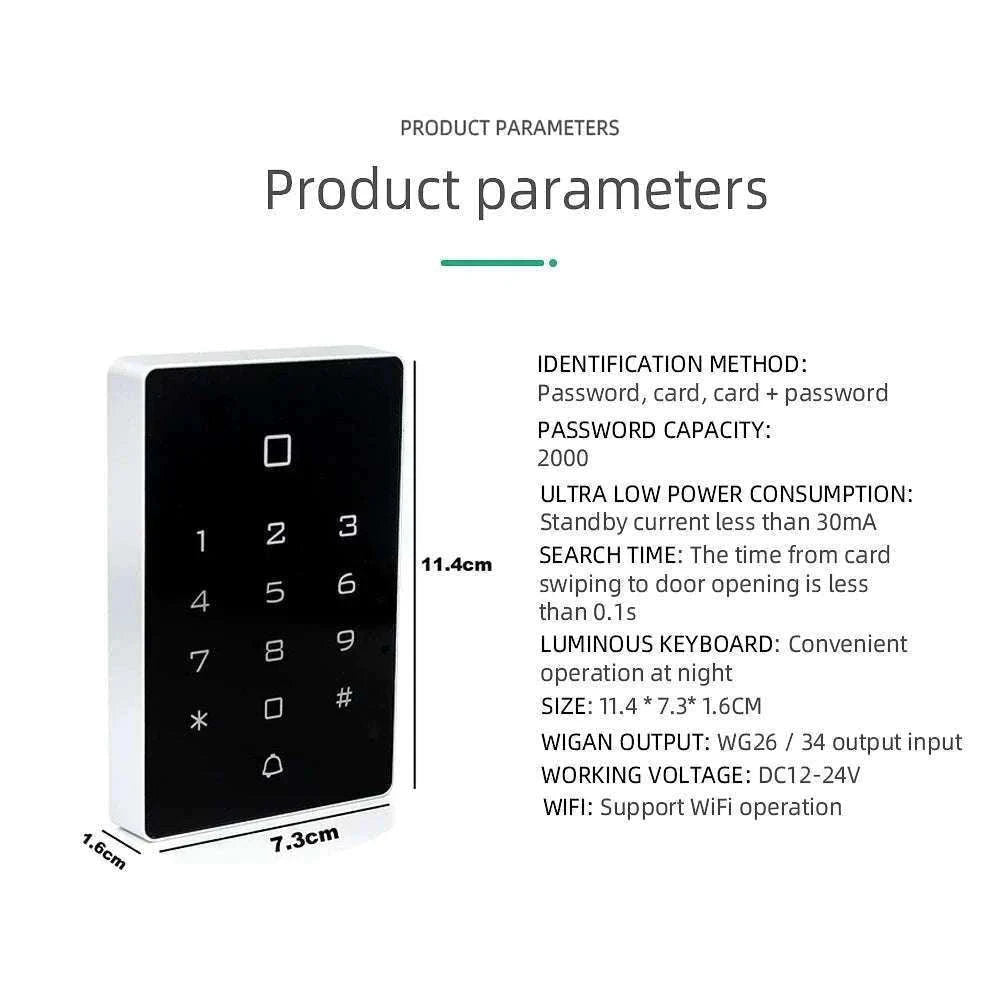 Wi‑Fi RFID Access Control Keypad with Touch Reader-T12EM-WIFI and cover