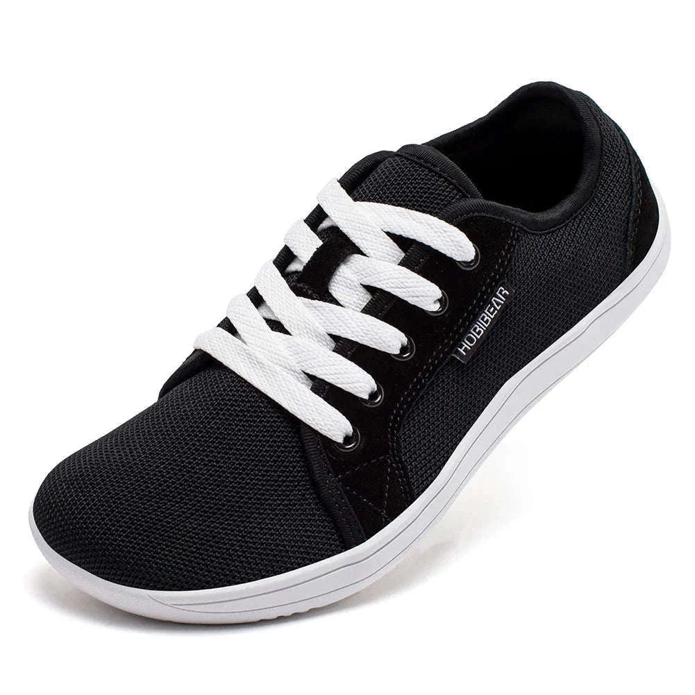 Wide Barefoot Shoes for Outdoor Running and Daily Wear-Black-White / 40