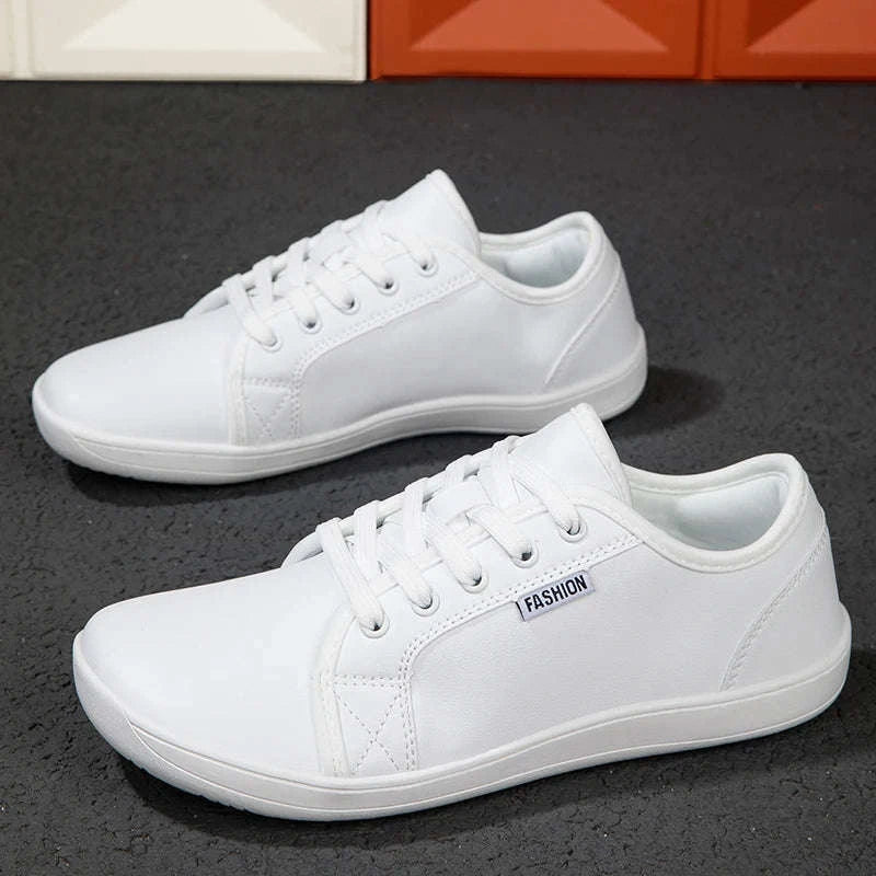 Wide Barefoot Walking Shoes Black Lightweight Soft Soled Flat Shoes-WHITE / 48