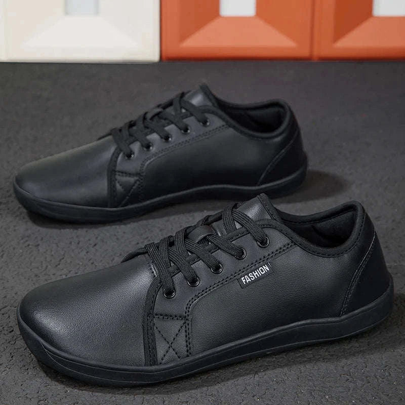 Wide Barefoot Walking Shoes Black Lightweight Soft Soled Flat Shoes-WHITE / 48