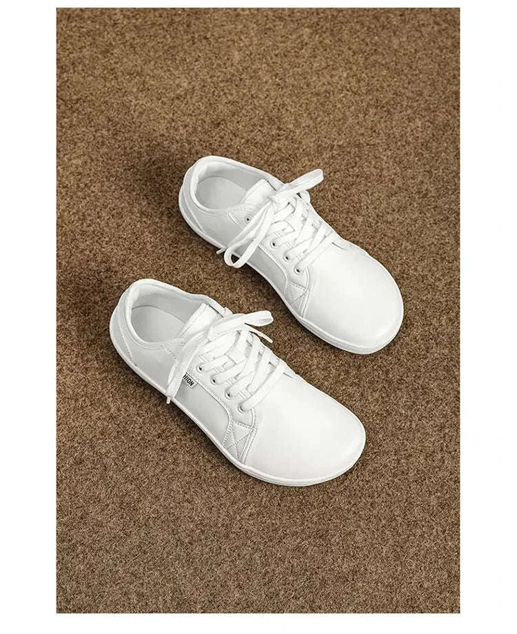 Wide Barefoot Walking Shoes Black Lightweight Soft Soled Flat Shoes-WHITE / 48