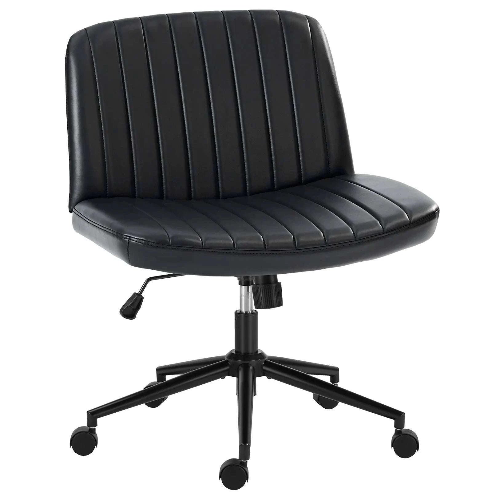 Wide Cross Legged Office Chair Armless Swivel Adjustable Desk Chair-Teddy velvet Beige / United States