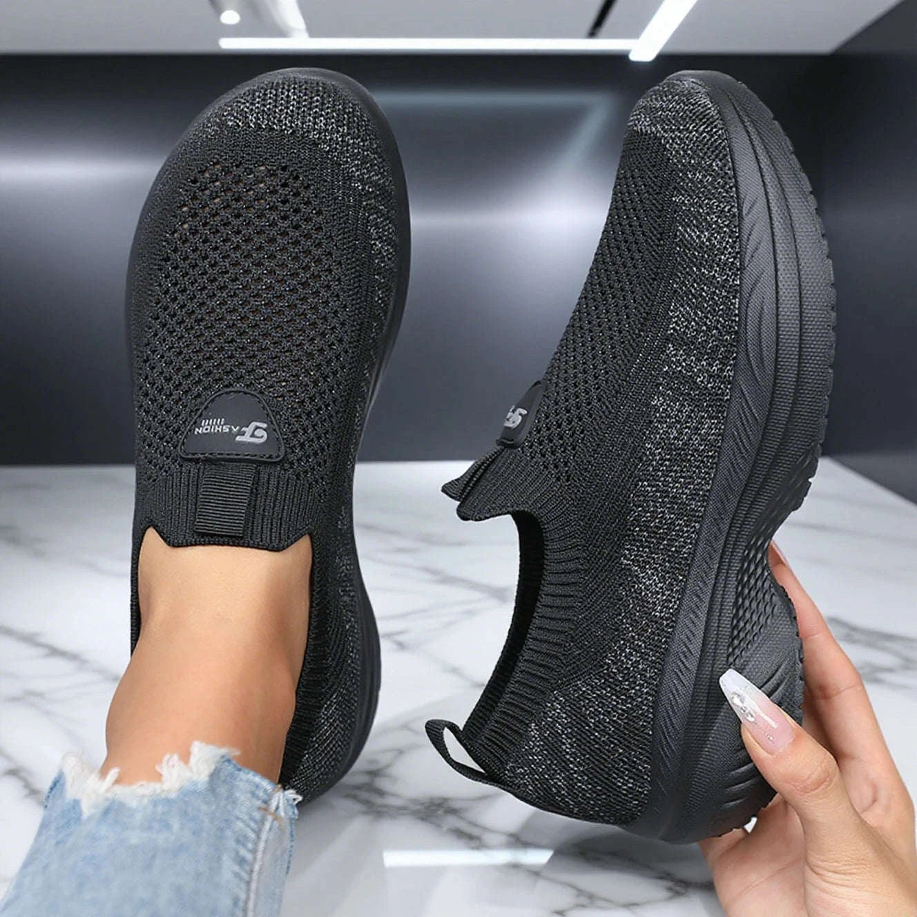 Wide-Fit Thick-Soled Casual Sports Shoes-SKY BLUE / 36