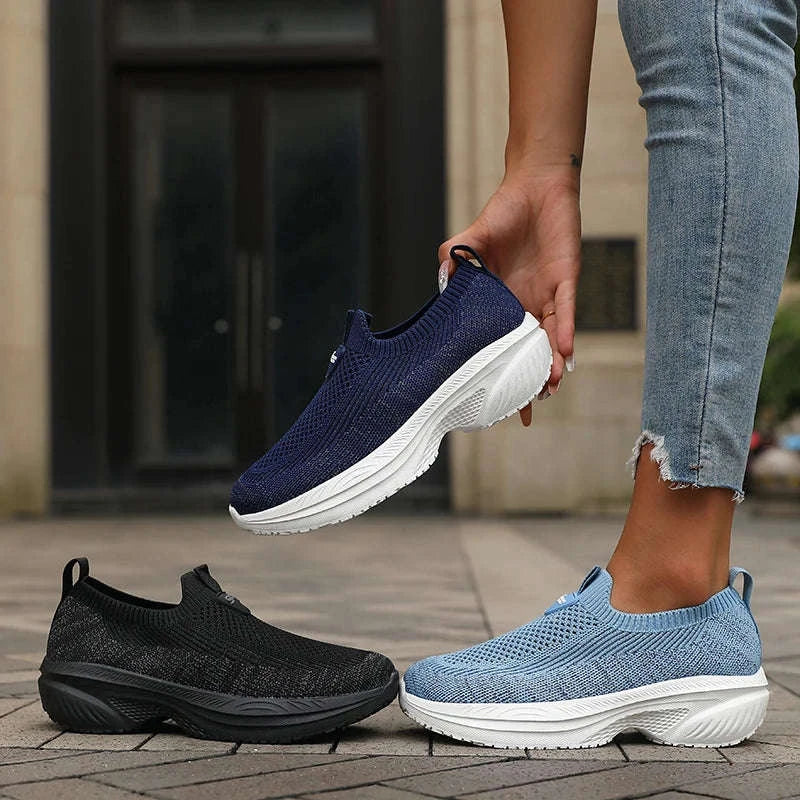 Wide-Fit Thick-Soled Casual Sports Shoes-SKY BLUE / 36