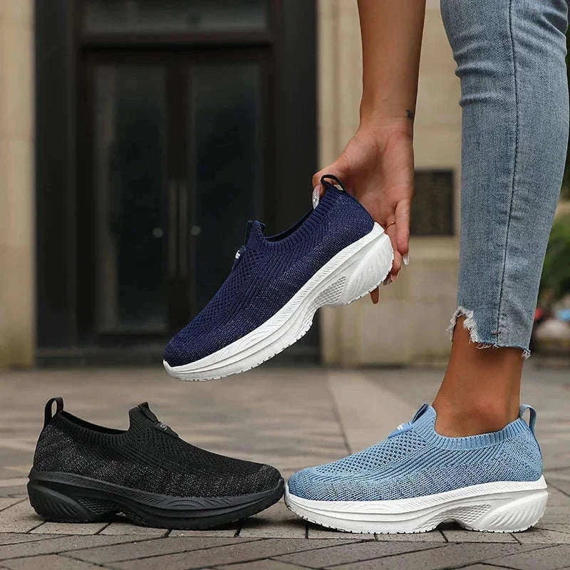 Wide-Fit Thick-Soled Casual Sports Shoes-SKY BLUE / 36
