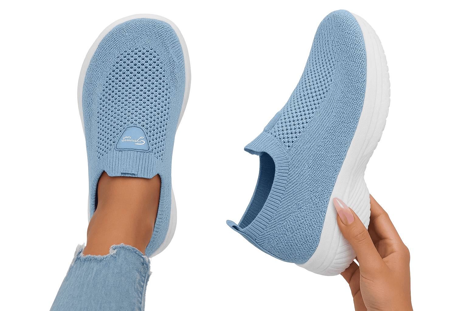 Wide-Fit Thick-Soled Casual Sports Shoes-SKY BLUE / 36