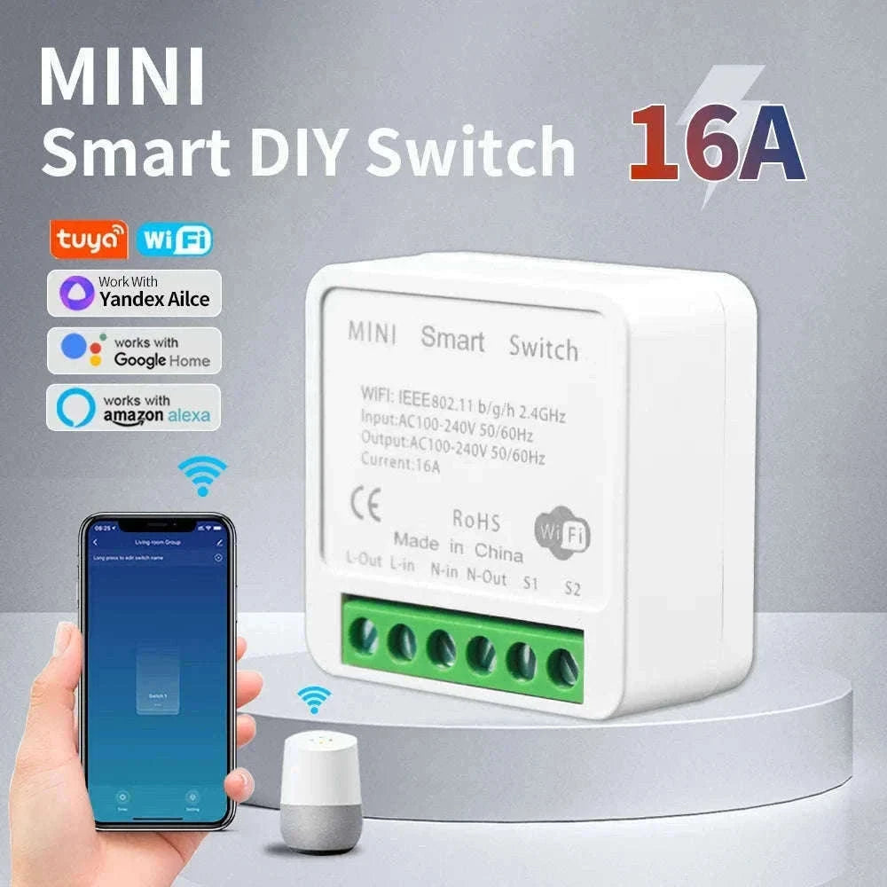 WiFi 16A Smart Light Switch Module with App and Voice Control-2Pcs
