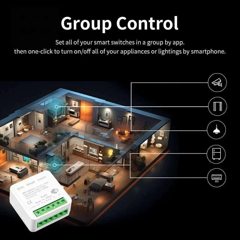 WiFi 16A Smart Light Switch Module with App and Voice Control-2Pcs