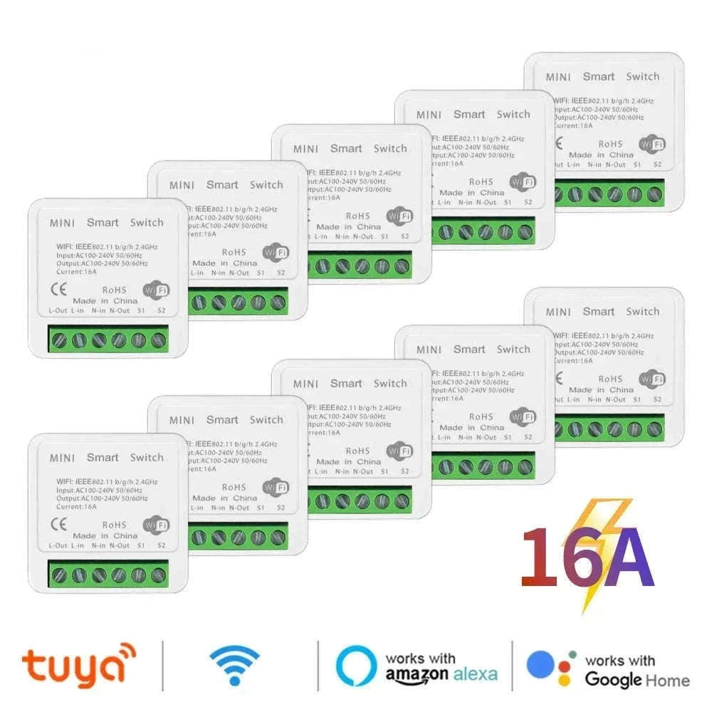WiFi 16A Smart Light Switch Module with App and Voice Control-2Pcs