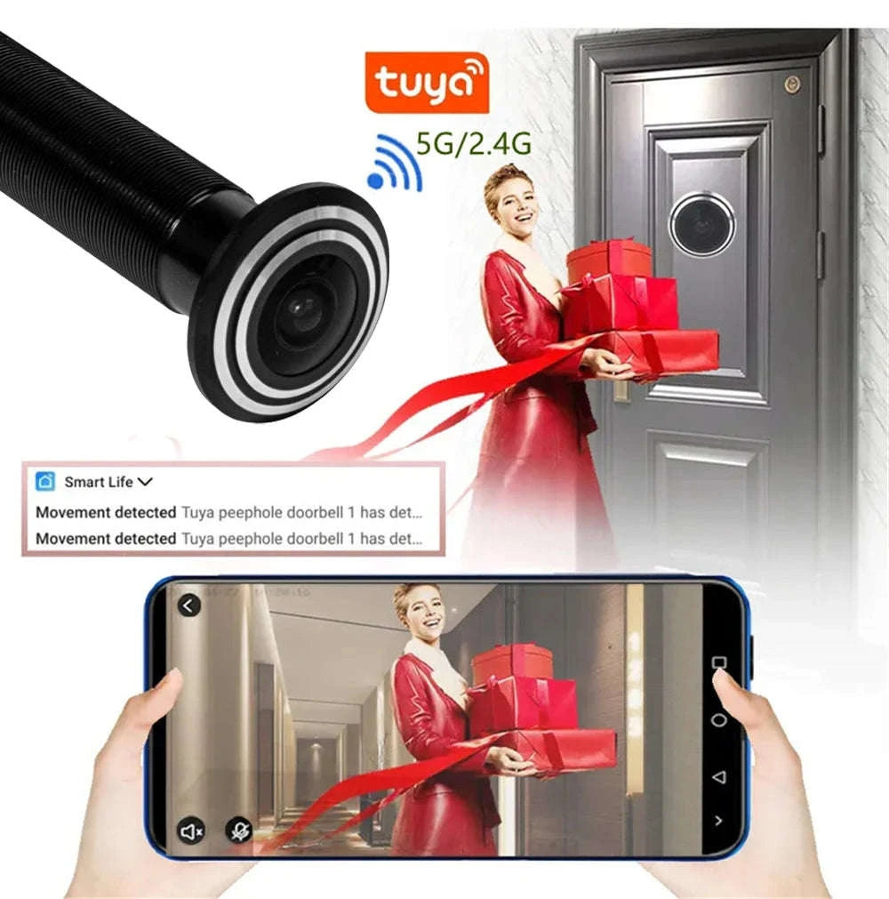 WiFi Door Peephole Camera 2MP 1080P with Motion Detection-Silver EU power
